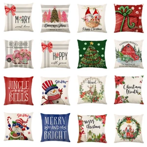 Christmas Decorations Pillow Covers Sofa Square Throw Pillow Cases Stamping Snow - Picture 1 of 40