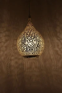 Brass Morrocan Pendant Light, Handmade Oriental Light, Brass Hanging Lamp, Gold - Picture 1 of 3