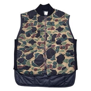 Vintage 60s Woodland Duck Camouflage Hunting Vest YKK Mens Large - Picture 1 of 6