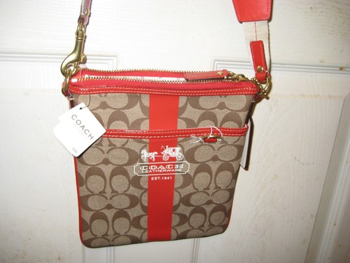 BORSA COACH HERITAGE STRIPE SWINGPACK NUOVA CON ETICHETTE