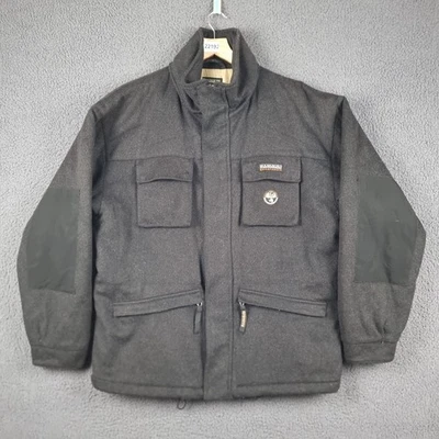 Vintage NAPAPIJRI Jacket Men XL Black LODEN Wool Blend Multi Pocket Coat - Image 1 of 4