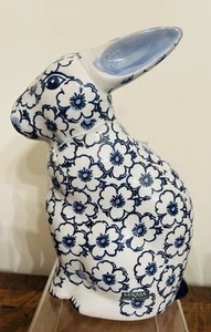 Mikasa Blue & White Flowers Easter Standing Bunny Rabbit Figurine 10.5" NWT - Picture 1 of 8