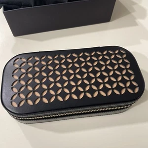 Coffret à bijoux Wolf Chloé zippé 1834 luxe cuir noir et marron sac de voyage - Photo 1/16