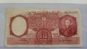 1935 El Banco Central de la Republica Argentina Diez Pesos Schein 80.578.241E - Bild 1 von 2