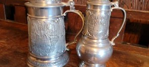 2 ZINN FRIELING-ZINN DECKEL BIERSTEINE - Bild 1 von 12