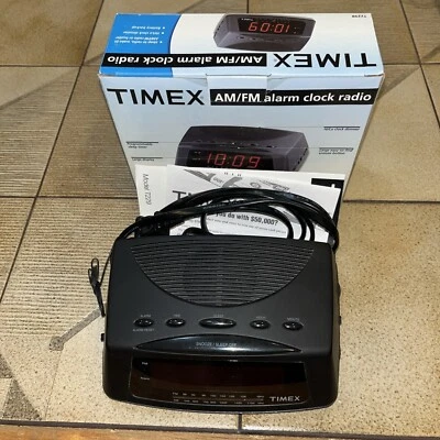 Timex T229TB AM/FM Alarm Clock Radio Black Large Display Working for Nightstand - Image 1 of 4