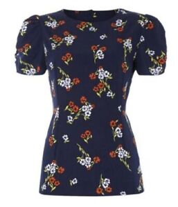 Therapy Navy Floral Top UK Size 12 rrp £35 Box90 DD 16