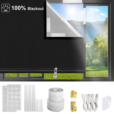 Blackout Roller Shades UV Protection Privacy DIY Blinds for Bedroom Media Room - Image 1 of 4