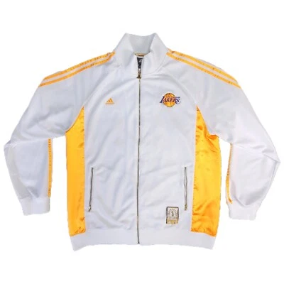 LA Lakers Adidas Track Jacket White 2009 Championship Size XL Kobe Bryant  - Image 1 of 4
