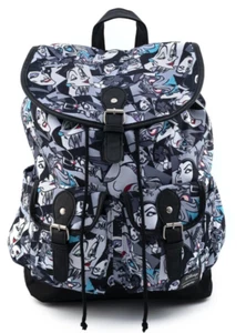 Mochila holgada de nailon tamaño completo AOP Loungefly Disney Villains nueva con etiquetas difícil de encontrar - Imagen 1 de 4