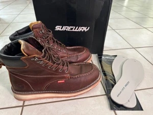 Sureway SW601M Mens Dark Brown Leather Lace Up Ankle Work Boots Size 14 Inserts - Picture 1 of 10