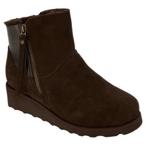 BEARPAW Botas Marrón Stacey Gamuza Cuero con Piel de Oveja NeverWet NUEVAS Elige Talla - Imagen 1 de 6