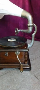 Trichter- Grammophon , Dunkles Gehäuse , um 1910 - 15 , spielt Top !! - Bild 1 von 9