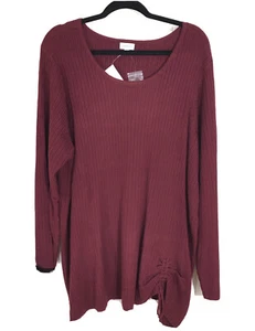 NWT Avenue Sweater Womens Burgundy Long Sleeve Med Knit Pullover PLUS 26/28 3X - Bild 1 von 7
