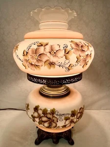 Large Gone With The Wind 3-Way Hurricane Lamp Hand Painted Floral Design - Picture 1 of 13
