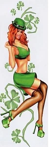 NEW LETHAL THREAT Irish Lass Babe Pin-Up Decal Sticker 3"x10” LT00507 - Foto 1 di 3