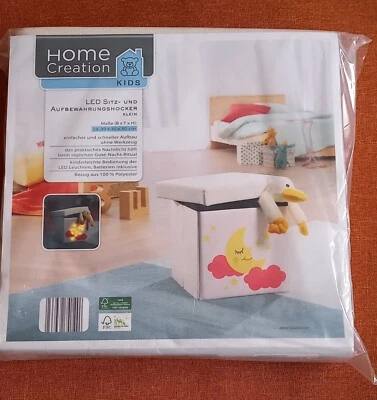 Home Creation LED Sitzhocker Aufbewahrungshocker 30x30cm Mond Sterne Neu - Bild 1 von 3