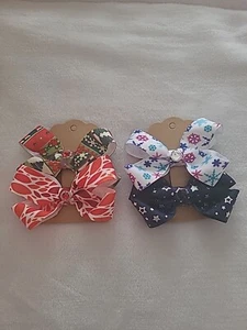 Handmade Girls Bows Lot Of 4 - Picture 1 of 5