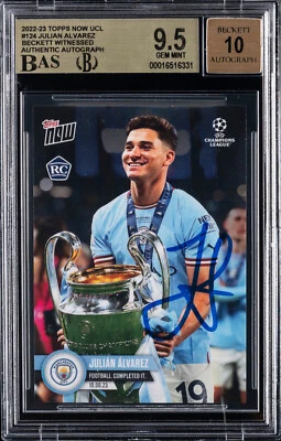2022-23 Topps NOW UCL Julian Alvarez #134 RC BGS 9.5 GEM MT BAS 10 Auto - Image 1 of 2