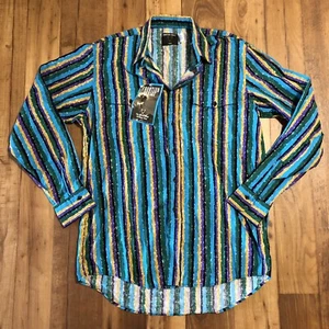Frontier Series Shirt Mens Large Tall 90s Western Style Colorful Stripes New Tag - Picture 1 of 10