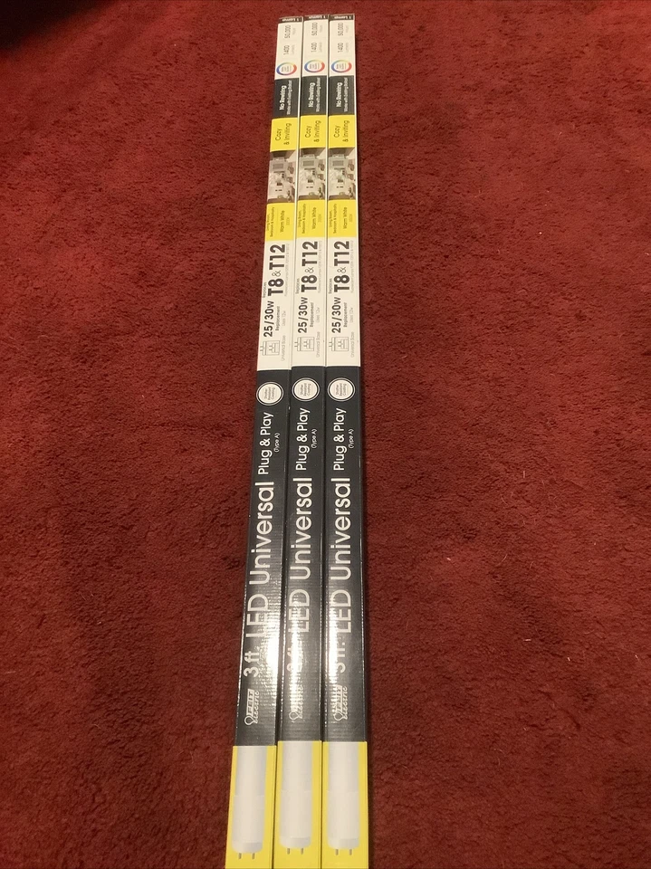 3 Pack Feit Electric 3ft. LED Universal Plug and Play Type A 25/30  T8 & T12 8W - Image 1 of 2