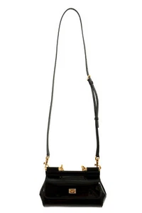 Dolce & Gabbana Women's "Sicily" Patent Leather Gold Metallic Logo Mini Bag - Picture 1 of 8