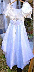 WHITE GOLD CREAM WEDDING ANGEL ANIME COSPLAY COSTUME DRESS FAIRY GODMOTHER SMALL - Picture 1 of 8