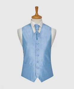 L.A. Smith Sky Blue Size Large 40-42” WW1866/6 Polyester Shantung Waistcoat NEW - Picture 1 of 1