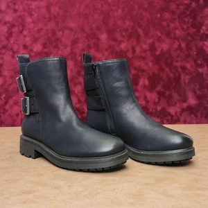 Lucky Brand Mujeres Cuero Negro Festival Moto Hebilla Cremallera Botines talla 9 - Imagen 1 de 8