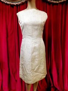 Vintage Gray Brocade Handmade Wiggle Dress 27" Waist - Picture 1 of 8