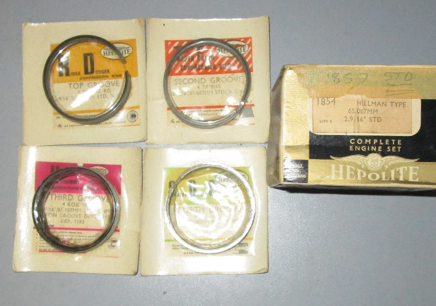 Juego de anillos de pistón Hepolite NOS. 1854. Std. talla. 1950-55 Hillman Minx IV-VII.. \\\ Foto 1 de 1