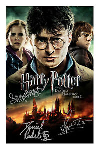 Deathly Hallows Part 2 Cast Signed A4 Photo Print Harry Potter Daniel Radcliffe