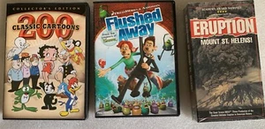 SEALED Mount St Helens Eruption VHS+ Flushed Away DVD + 200 Classic Cartoons DVD - Picture 1 of 2