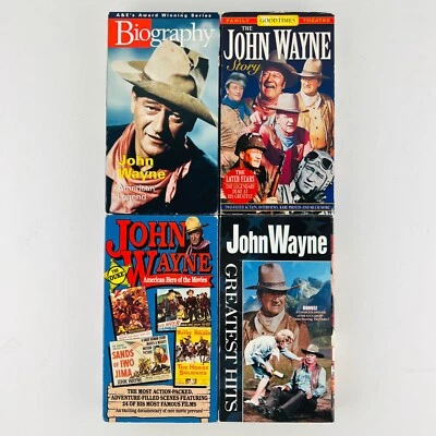 John Wayne Greatest Hits / Rare Movie Trailer Misc Video VHS 4 Tape Lot - Image 1 of 4