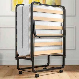 Fold-Up Bed Adult Roll Away Guest Bed with 2 Lockable Wheels - Picture 1 of 9