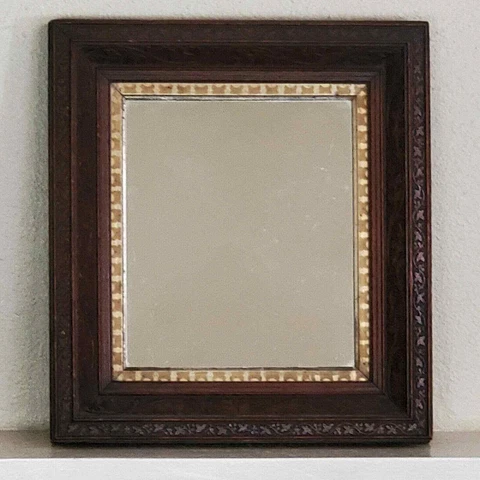 Antique Wall Mirror ART w/ Ornate Wood Frame 14x16x1.5 Inch Cover
