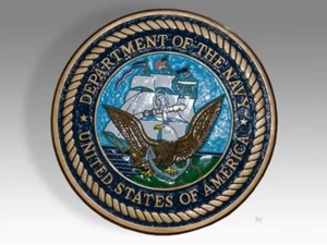 U.S. Department of Navy Solid Kiln Dried Mahogany Wood Handmade Plaque Emblem - Picture 1 of 8