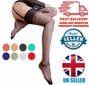 Non Stretch Stockings 100% Nylon Seamless 5 Denier Medium Various Colours NEW - Picture 1 of 59