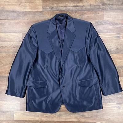 Blazer Circle S Para Hombres 50R Azul Vintage Poliéster Occidental Abrigo Deportivo Traje Chaqueta Foto 1 de 4