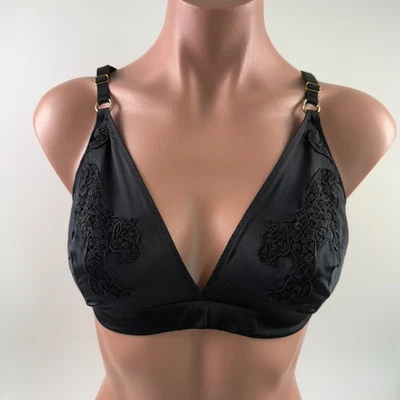 Victoria's Secret Very Sexy Embroidered Tiger Triangle Bralette Bra Black XL NWT - Image 1 of 4