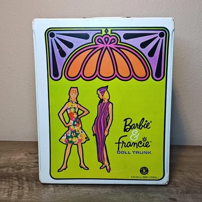 Vintage 1965 Barbie & Francie Doll Trunk Case Mattel Storage Accessory Mod Art - Image 1 of 4