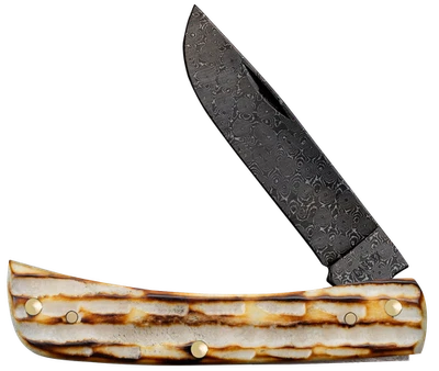 Case xx Knives Sodbuster Jr Burnt Natural Bone 27235 Damascus Pocket Knife