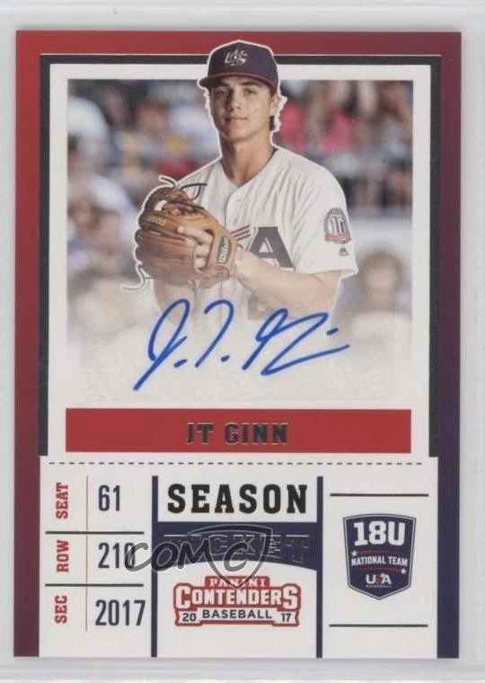 2017 Panini Elite Extra Edition USA Baseball 18U Tickets JT Ginn #USA18-JT Auto - Image 1 of 2
