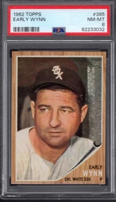 1962 Topps #385 Early Wynn (hof) PSA 8 casi nuevo/como nuevo Chicago White Sox Foto 1 de 2
