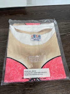 Vintage My Bikini Shirt Damen Einheitsgröße weiß pink lustig Strand Pool Überwurf neu aus altem Lagerbestand - Bild 1 von 2
