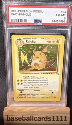 1999 POKEMON FOSSIL 14 RAICHU-HOLO EXCELLENT-MINT PSA 6 P2 - Image 1 of 2
