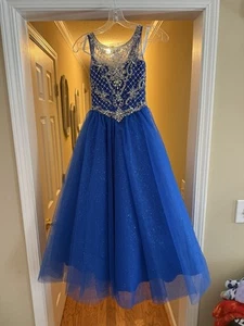 Royal Blue Pageant Dress Size 8 - Picture 1 of 3