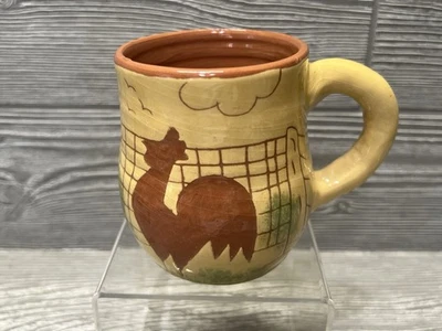 Arte popular cerámica gallo pollo hecho a mano firmado granja arcilla 4” granja Foto 1 de 4