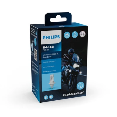 H4 LED Ultinon Pro6000 Boost Motorrad Lampe PHILIPS Boost Moto Straßenzulassung - Bild 1 von 4