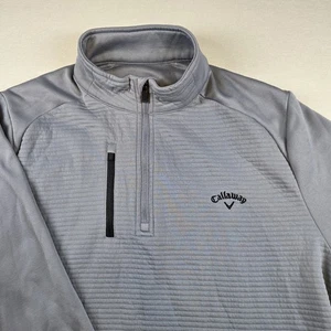 CALLAWAY GOLF 1/4 ZIP SWEATER MEDIUM- LIGHT BLUE RIBBED POLY PERFORMANCE STRETCH - Picture 1 of 7